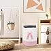 Goodheim Pink Woven Laundry Hamper Basket with Bow, Large Tall Clothes Storage Basket for Baby Nursery, Girls Room, Bathroom & Bedroom Organizer 15
