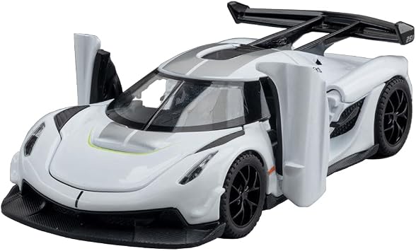Therina Toy Cars Model Jesko White Alloy Collectibles Die-cast Vehicles with Sound and Light