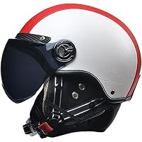 Vintage Lederen Jethelm – Open Gezicht – Duitse Stijl – Met Bril – ABS/PU – 750 G – ECE/DOT – Voor Motor En Scooter