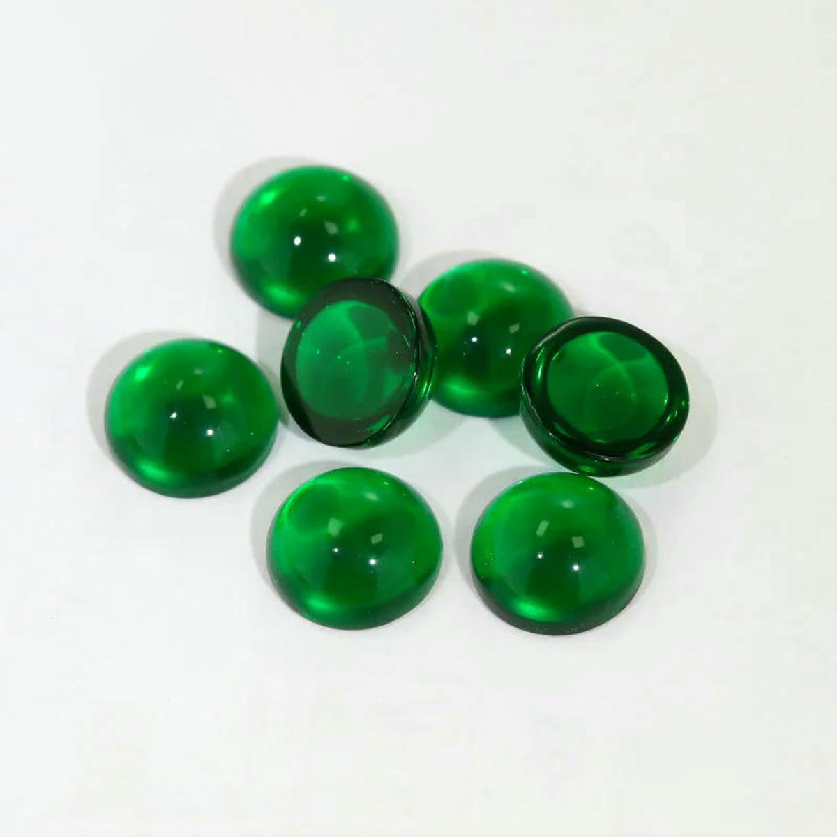 Runde Glasperlen, Cabochon-Schliff, flache Unterseite, lose synthetische Edelsteine für Schmuck, Größe 8 mm, 10 mm, 20 mm, Schwarz-Rot-Cabochon, 6,0 mm, 200 Stück