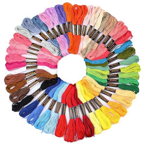 ANDSHUAI Fils à Broder,50 Couleurs 8 Mètres,Polyester Embroidery Thread,pour Bracelets Brésiliens,Broderies,Point de Croix,Loisirs Créatifs