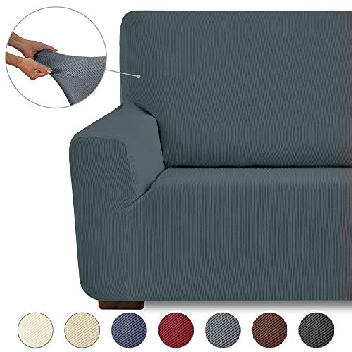 Eiffel Textile Milán Funda de Sofá, 94% poliéster 6% Elastano, Gris, 4 Plazas