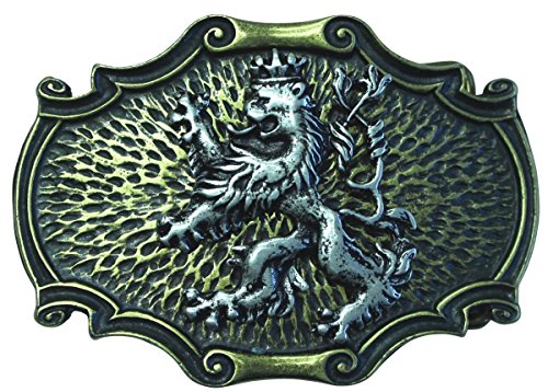 BELTINGER Gürtelschnalle Löwe mit Krone 4,0 cm | Buckle Wechselschließe Gürtelschließe 40mm Massiv | Für die Tracht | bicolor g/s