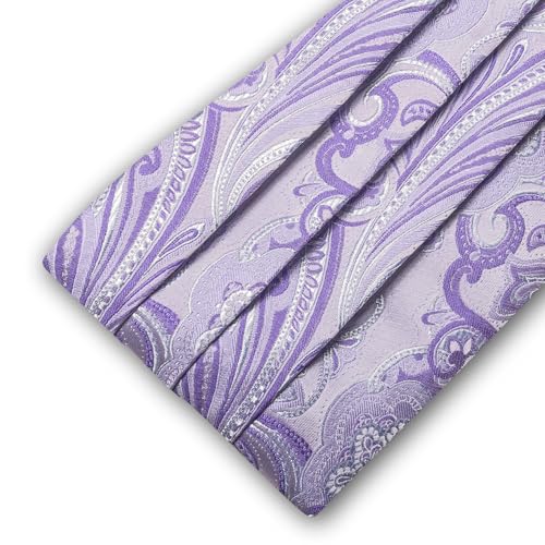 Image of Barry.Wang Men Silk Paisley Cummerbund and Pre-tied Bowtie Handkerchief Cufflink Set for Tuxedo