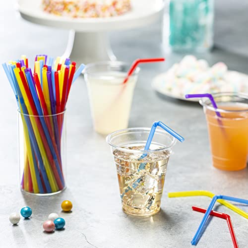 Image of Comfy Package [500 Count] Flexible Plastic Drinking Straws - Disposable Swizzle Sticks - 7.75 inchHigh - Assorted Colors