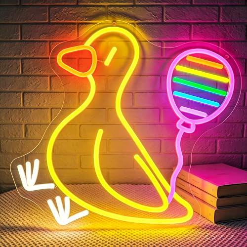 Image of Balloon Duck Neon Sign for Wall Decor Light Up Sign Led Signs for Room Party Home Wall Decor USB Powered