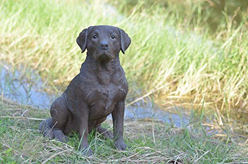 Estatua Labrador Retriever sentado color marrón miniatura 3