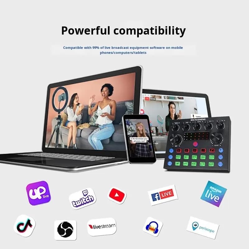 V8S Live Sound Card with Voice Effects, Bluetooth Audio Mixer