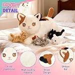 Onsoyours Original 5PC Cat Stuffed Animals with Babies Inside, Kawaii Kiity Plush with Mommy & 4 Kittens - Cute Plushies Toys for Girls Kids (White)