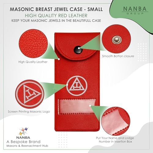 Masonic Regalia Pocket Jewel Holder Case  Leather Carry Wallet with Soft Lining for Freemason Lodge Jewels, Pins & Badges - Royal Arch Silver