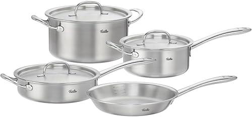 Fissler M5 Pro-Ply - Juego de utensilios de cocina de acero inoxidable de 5 capas de 7 piezas