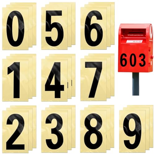 Zahlen Aufkleber 0-9 Reflektieren Zahlen Sticker 30 Stück Klebezahlen 10 x 4.8 cm Zahlen Zum Aufkleben Wasserdicht Selbstklebend für Briefkasten Mülltonnen Behälter Hausnummern (Schwarz)