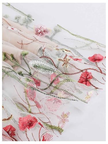 Floerns Women's Floral Embroidered Flared Midi Skirt Elastic High Waist Summer Skirts4