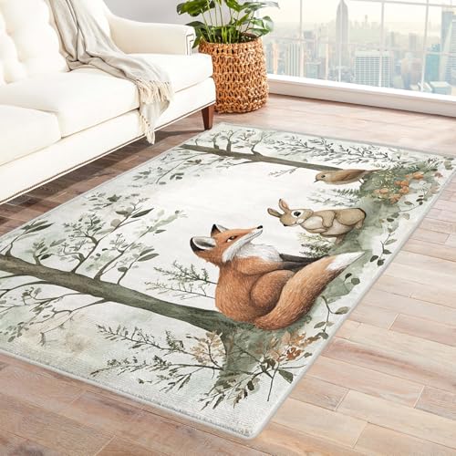 Tapete Woodland Animal 4x5 ft lavable antideslizante miniatura 3
