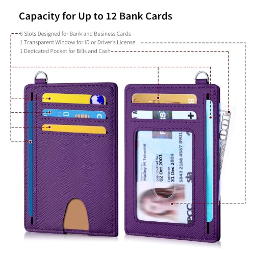Image of Mayski Slim Wallet, Credit Card Holder for Women, Minimalist Front Pocket RFID Blocking Card Cases, Small Wallet Women Men(Cross Deep Purple)