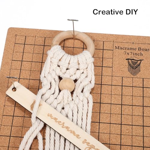 Tablero de macramé de corcho con alfileres para tejer pulseras y manualidades en casa 4