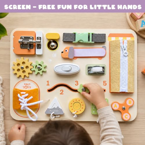 Image of Montessori Busy Board for Toddlers, Wooden Sensory Toys, Preschool Learning Activities for Fine Motor Skills Travel Toy, Basic Life Skills Educational Gifts for 1 2 3 Years Old Kids Boys Girls (Green)