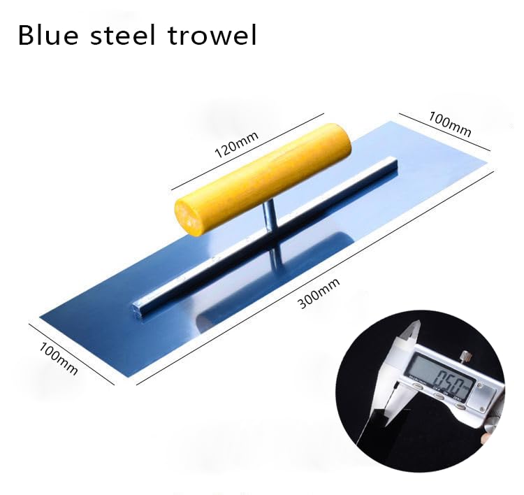 Trowels, wooden handle, 300mm in length and 100mm in width, Blue steel steel blade material
