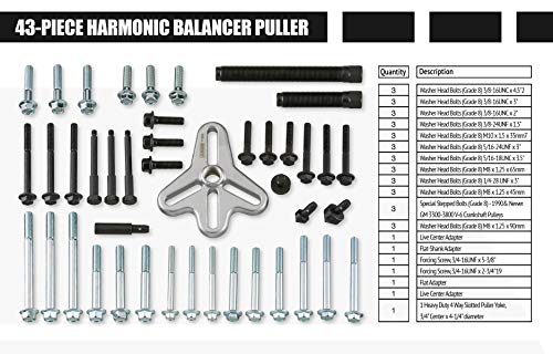 Ares 71000-43-Piece Harmonic Balancer Puller Set - Use With Harmonic Balancers, Steering Wheels, Crankshaft Pulleys And Gears - Works With Most Cars, Pickups, And Suvs #TOP2