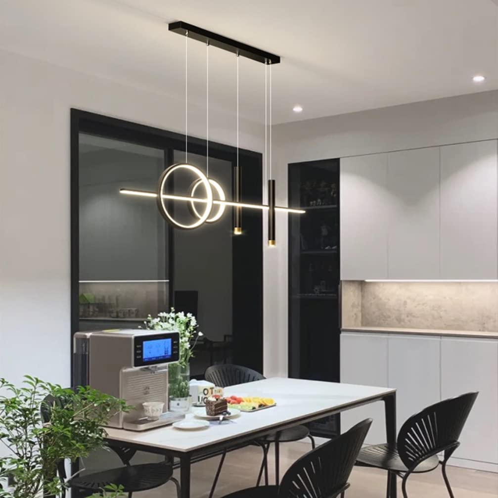 Moderne led-hanglamp voor eettafel, eetkamer, dimbaar, woonkamer, keuken, hanglamp, hanglamp met afstandsbediening, in hoogte verstelbaar, kroonluchter, hal, kantoor, bar (goud, lengte: 120 cm Moderne led-hanglamp voor eettafel, eetkamer, dimbaar, woonkamer, keuken, hanglamp, hanglamp met afstandsbediening, in hoogte verstelbaar, kroonluchter, hal, kantoor, bar (goud, lengte: 120 cm