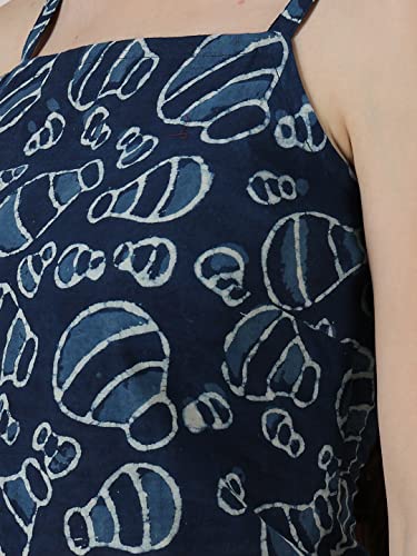 Image of POPWINGS Women Casual Bagru Print Crish Cross Back Pom Pom Crop Top for Women || Sleeveless Summer Crop Top for Women || Square Neck Stylish Pom Pom Women Top