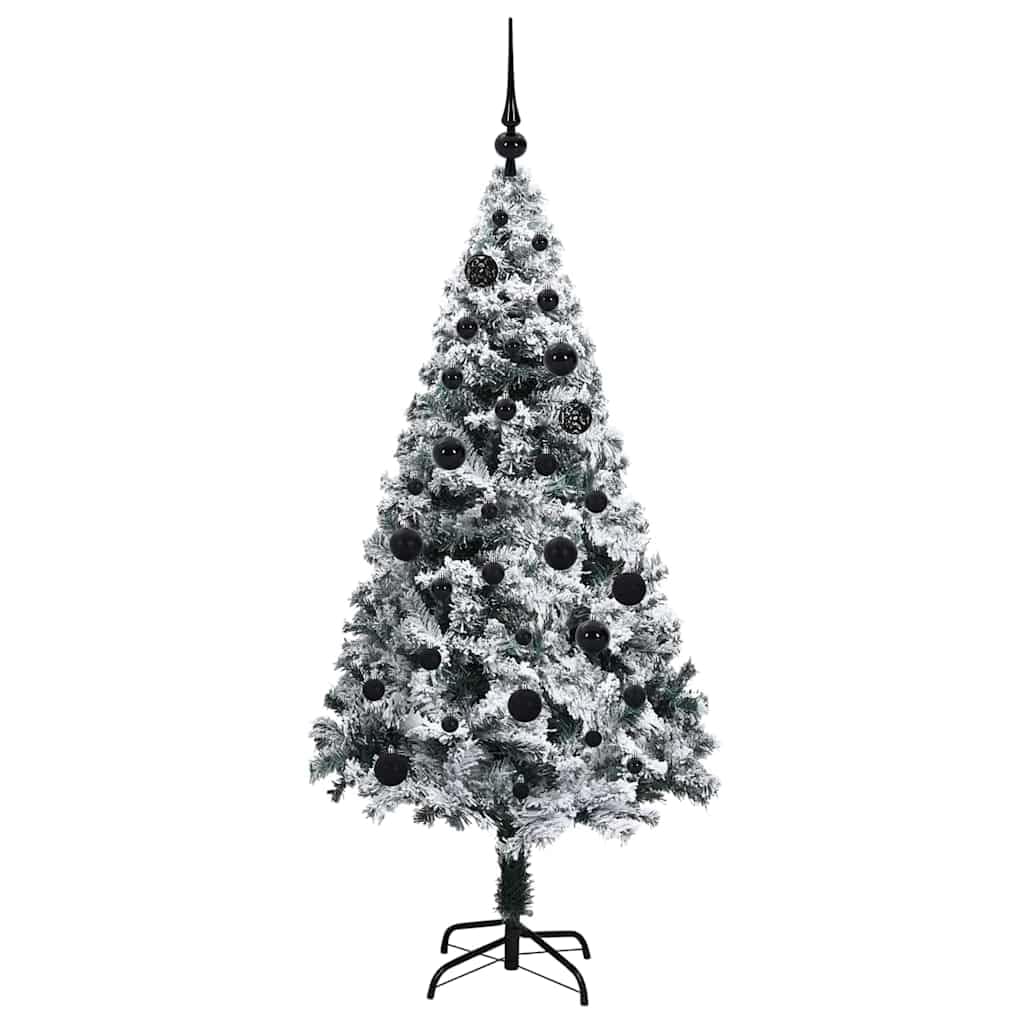 Sztuczna choinka z 150 diodami LED, wysokość 150 cm, oświetlona, ze stojakiem, nadaje się do użytku wewnątrz i na zewnątrz, nowoczesna, zajmuje mało miejsca, trwała, z ciepłym białym światłem