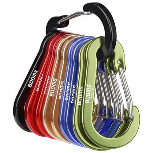 Booms Fishing CC5 Multi-Use Carabiner Clips, 10 Pack 2.3"/ 3.1" Caribeener Clips, Mini Keychain Caribeaner Clip, Aluminum D Ring Carabiners Multi-Color #1 2.3"