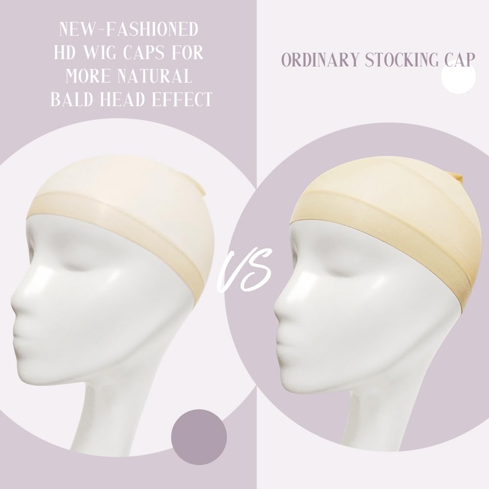 MYKURS HD Wig Cap for Women Transparent Wig Cap for Lace Front Beige 24 PCS, HD Beige, 24 Stück - Image 3