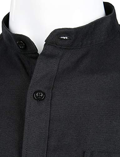 ZEROYAA Men's Hipster Mandarin Collar Long Sleeve Button Up Oxford Shirts with Chest Pocket3