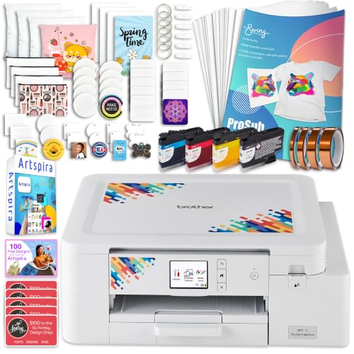 Brother SP-1 Sublimation Printer Starter Bundle with Full Ink Set, 160...