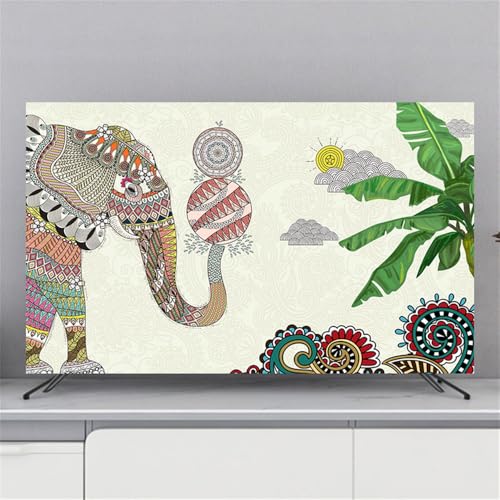 Hixingo Cubierta Antipolvo para TV, Funda para Televisor Elástico Protector para Smart TV Cubierta de Televisión Pantalla de Funda para 32 a 80 Pulgadas impresión de Animales (32