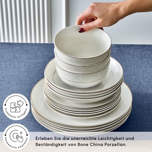 Detailansicht des goldfarbenen Dekors auf Bone China Geschirr.