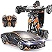 Kikioo 01.12 Wiederaufladbare RC Auto elektrische Fernbedienung Auto Man One Touch Trans Sensing Roboter-Modell-Spielzeug Transformator Stunt Auto-Roboter-Lichter Sounds 360 ° Rotation Drift-Geschenk
