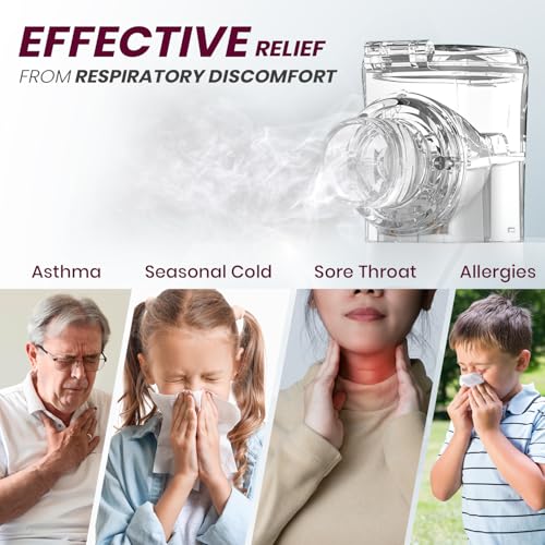 Image of AGEasy (Max Group) Mesh Nebulizer with LED Display | Silent & Portable Nebulizing Machine with Fast Mist Delivery | Rechargeable Handheld Nebuliser Machine | Nebulizer with 1 Child Mask, 1 Adult Mask & 1 Mouth Piece | Ideal for Travel & Home Use