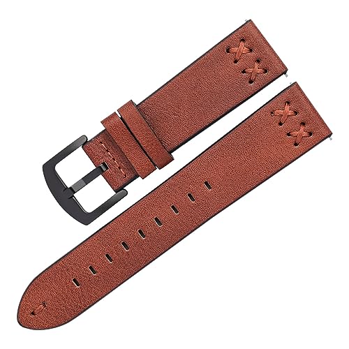 Cong Yi ヴィンテージ腕時計バンド豪華な手作りステッチ革時計ストラップ 20 ミリメートル 22 ミリメートルステンレス鋼のバックル(Dark brown,20mm)