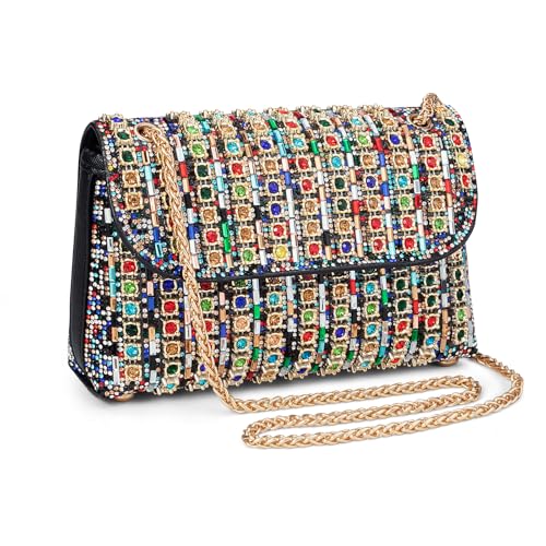 Gets Sparkly Rhinestones Clutch Purses for Women Purses and Handbags for Wedding Party Evening Crossbody Bag with Chain (1-Multi-Colored) by Gets - Used condition - Image 8