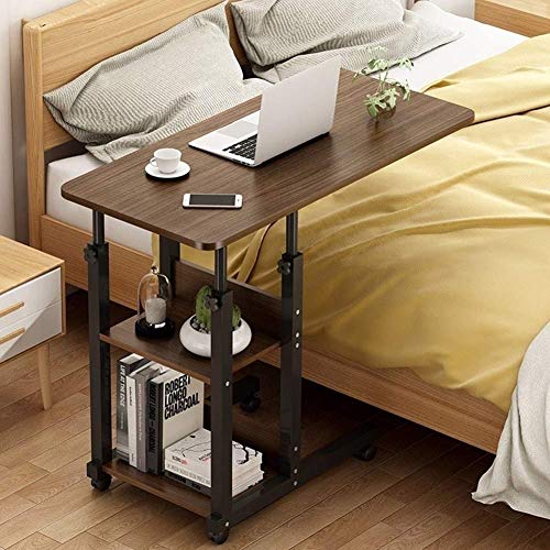 Lloow Hauteur de la Table réglable pour Ordinateur Portable, Table de lit Mobile sur roulettes, Table de Chevet pour lit d'hôpital, lit de Soins, Table pour Ordinateur Portable 2020,80x40cm
