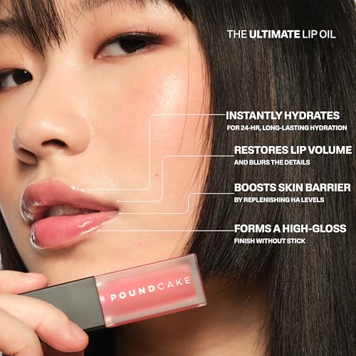 Image of POUND CAKE Cake Theory Plumping Lip Oil | Hydrating & Moisturizing Lip Oil Balm, Lip Gloss, and Pink Lip Mask with Hyaluronic Acid | Clean, Vegan Formula | Lip Plumper Treatment | 0.23 oz, Cactus Jam