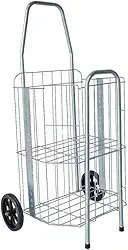 Carrinho De Feira Dobrável 2 Partes Reforçado 60kg Para Compras De Feira E Supermercado Dourado E Prata Compacto Ágil(Prata)