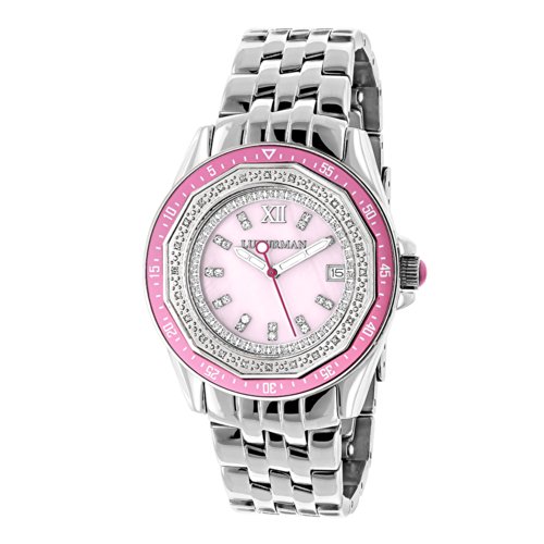 Ladies Diamond Watch 0.25 CT Pink MOP Luxurman
