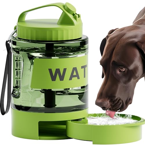77oz Dog Water Bowl Dispenser, Dog Camping Essentials,Large Dog Travel Water Bottle with Pull-Out Drinking Bowl, Portable for Dog, Dog Beach Essentials Accessories, Car Water Bowl for Dogs, Bpa Free