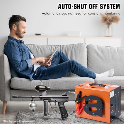 Image of PCP Air Compressor with Atuo Shut-Off, Portable 4500Psi /30Mpa, Water /Oil-Free, One Button Start, Bursting Disc, 12V DC /120V AC PCP Airgun Compressor, Rifle /Pistol and Paintball Tank Air Pump (Orange)