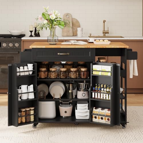 Gizoon Kitchen Island with Storage, Kitchen Island with Drop Leaf,...