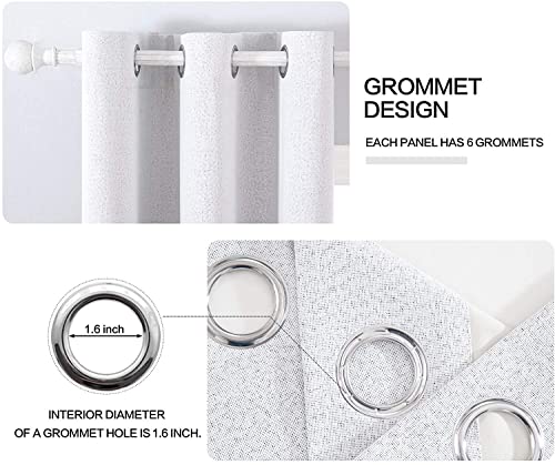Image of MIULEE Linen Blackout Curtains for Bedroom Solid 100% Blackout Thermal Insulated Grayish White Curtains Grommet Room Darkening Curtains /Drapes for Living Room 42x90 Inch (2 Panels)