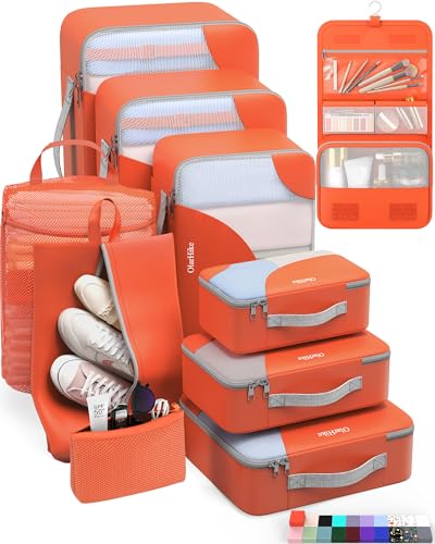 Image of OlarHike 10 Set Packing Cubes for Travel,Gifts for Women Mom,Anti-Tearing Suitcase Organizer,with Over 1000 pcs Mesh Holes,Vacation Essentials & Accessories for Cruise Ship