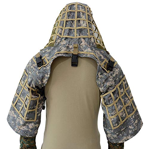 LytHarvest Sniper Ghillie Suit Foundation, Ripstop, Camouflage Tactical Ghillie Hood (ACU)