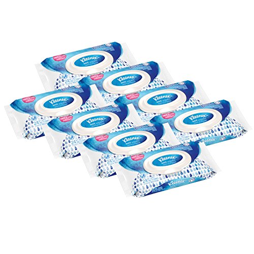 Kleenex Wet Wipes Gentle Clean For Hands, 8 Flip-Top Packs, 24 Count (Pack of 8) (192 Wipes Total)