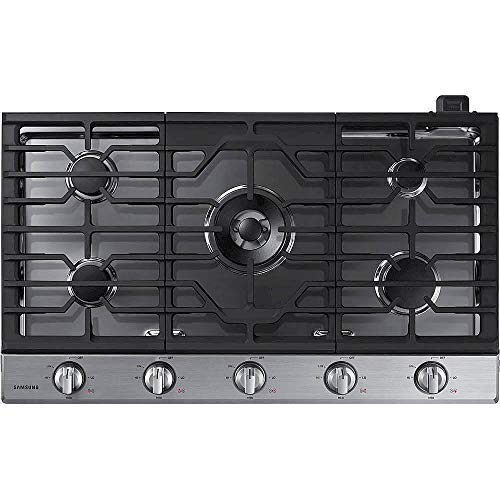 SAMSUNG 36' Built In Smart Gas Cooktop with Illuminated Knobs, 5 Burners, Stainless Steel, NA36N6555TS/AA
