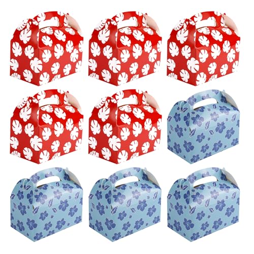 18pcs Oîtes à Dragées, Boîtes Cadeaux à Imprimé Floral et Feuilles Fête Hawaïenne Hibiscus Thème Dessin Animé Baby Shower Anniversaire