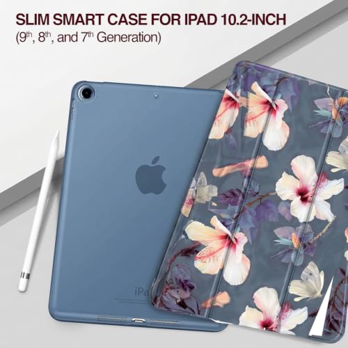 Image of MOCA Case for 10.2 inch iPad 9th 8th 7th Gen 10.2 inch iPads 2021 2020 2019 Launch A2603 A2604 A2605 A2270 A2428 A2429 A2430 A2197 A2198 A2200 Flip Cover (Hibiscus, 10.2 inch iPad 9th 8th 7th Gen)